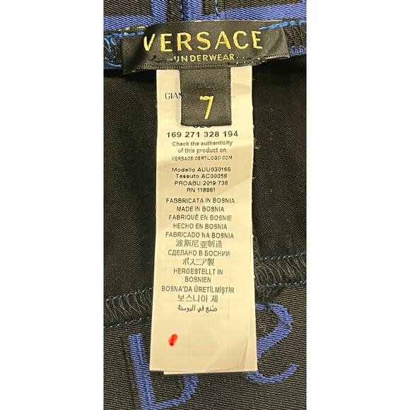 M2-2 VERSACE Men's Greca Jockstrap Underwear Stretch Black/Blue Size 7/36-38/L - Picture 5 of 10